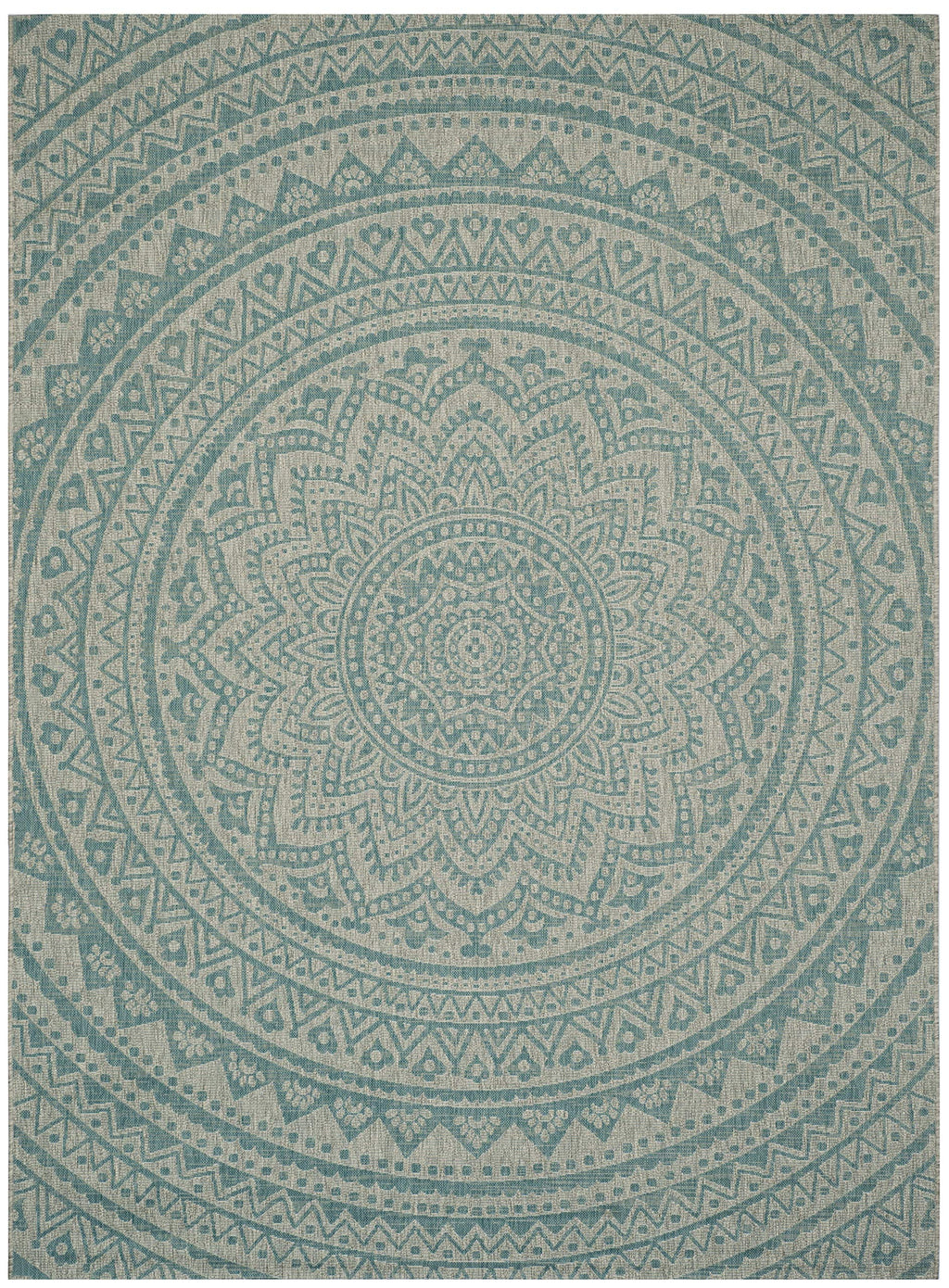 Safavieh Courtyard Collection 8' X 11' Light Grey / Aqua Cy8734 Indoor/ Outdoor Waterproof Easy Cleaning Patio Backyard Mudroom Area Rug