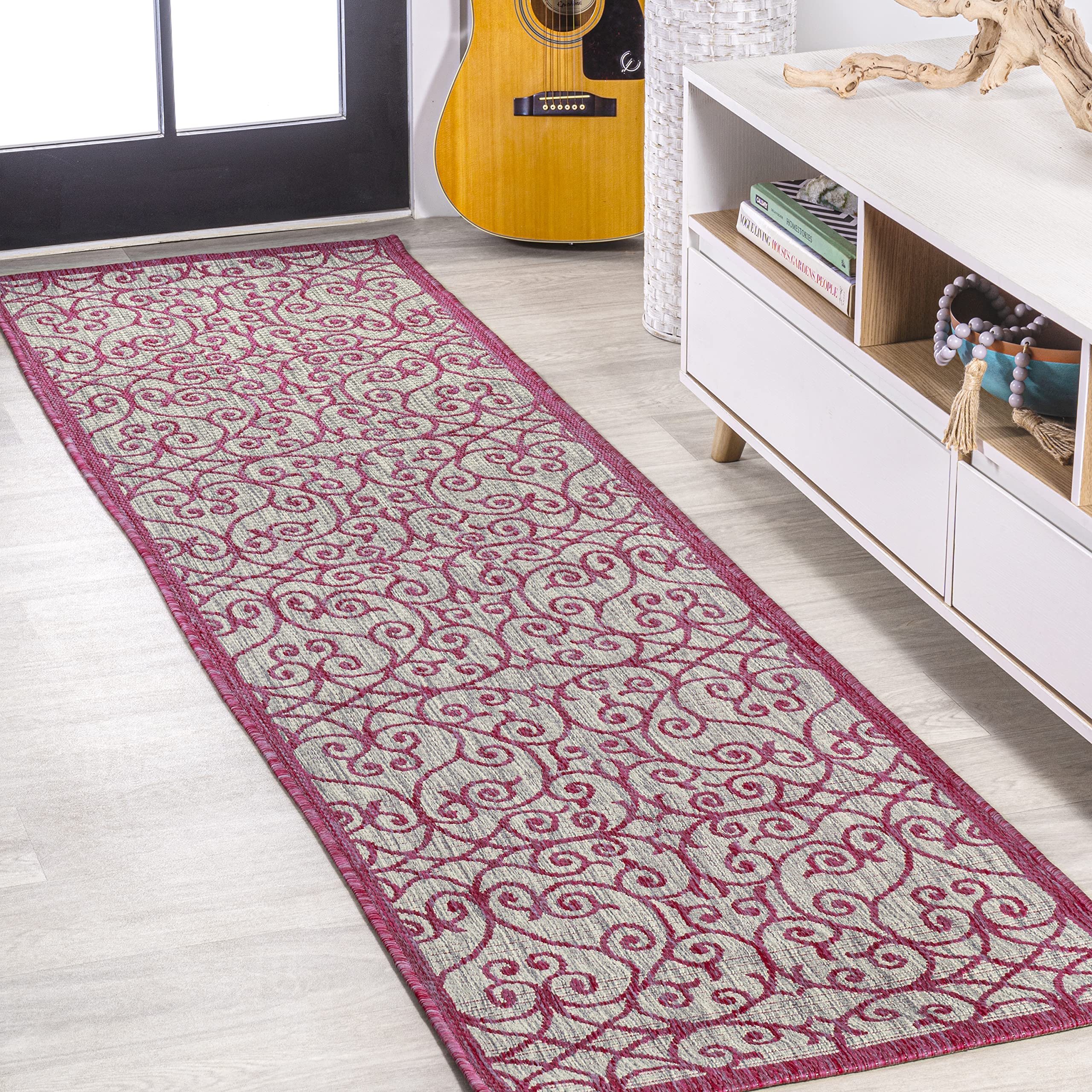 Jonathan Y Smb107I-28 Madrid Vintage Filigree Textured Weave -Indoor/Outdoor Area Rug, Classic, Traditional, Easy-Cleaning,Bedro