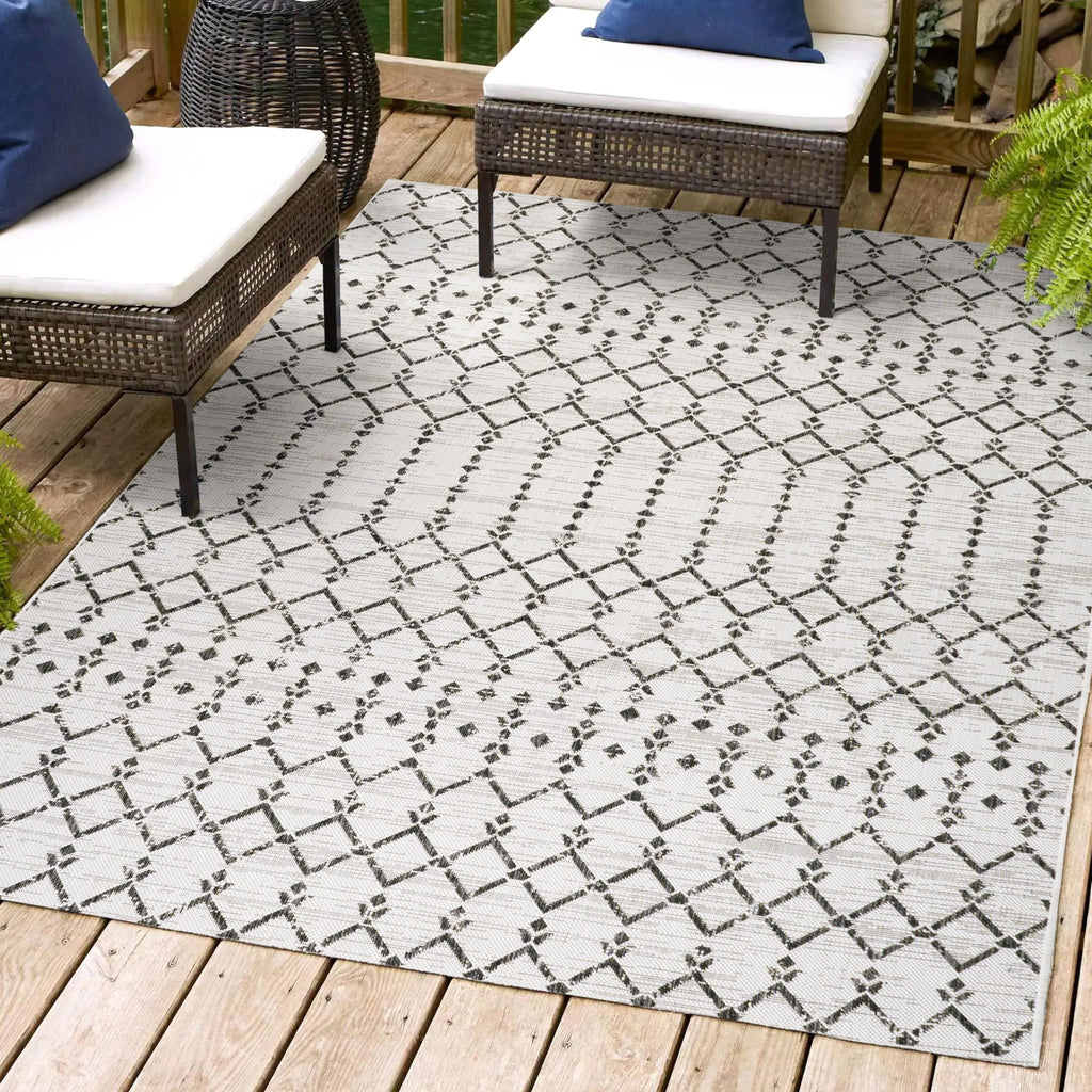 Jonathan Y Smb108I-4 Ourika Moroccan Geometric Textured Weave Indoor Outdoor Area-Rug, Bohemian Coastal Traditional Easy-Cleanin