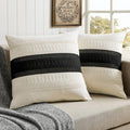 Zeemart 2 Packs Cotton Boho Throw Pillow Covers 22X22 Inch Contrast Black, Soft Farmhouse Decorative Couch Pillow Cases Black Cushion Covers For Sofa Bed Living Room Home Decor