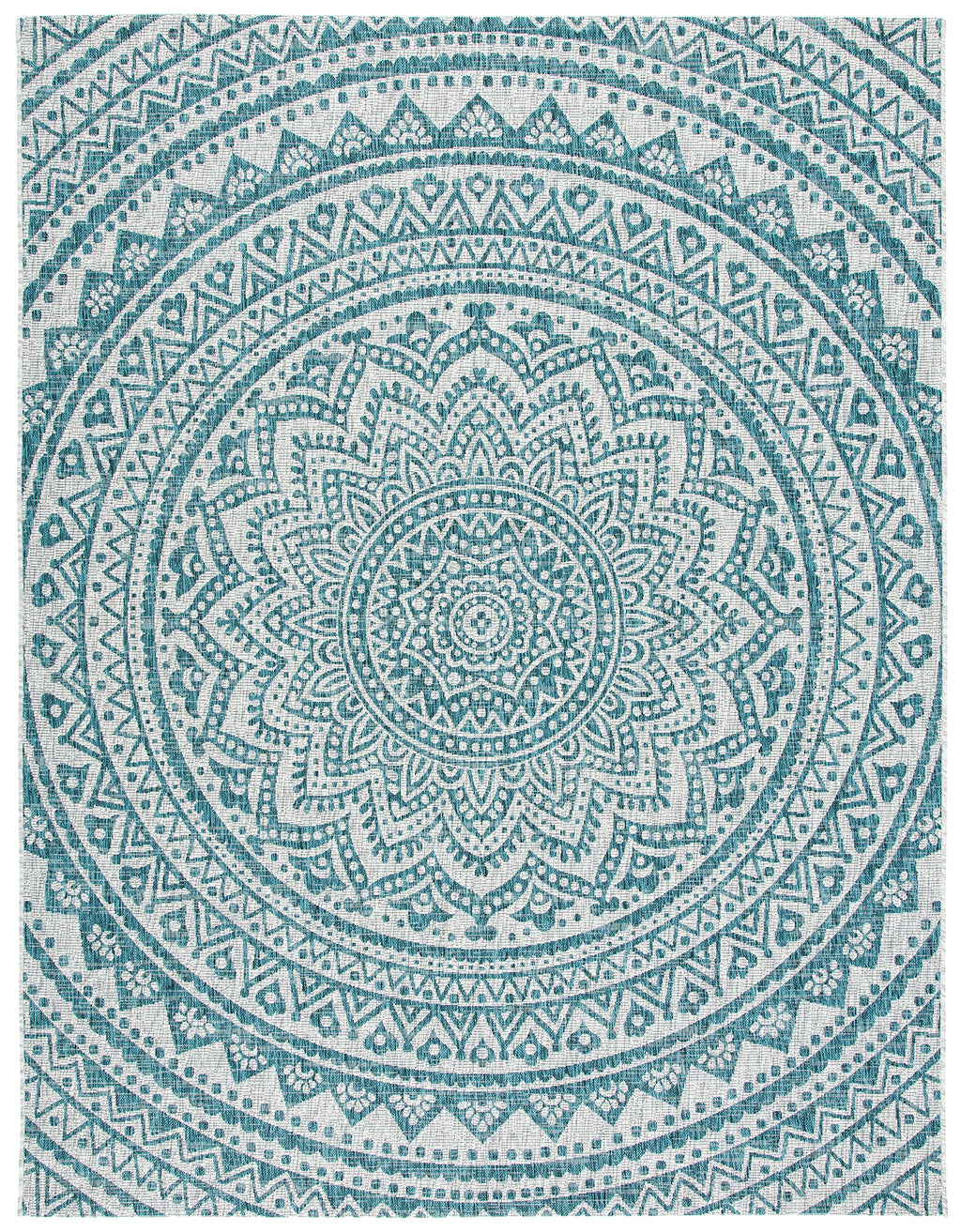 Safavieh Courtyard Collection 9' X 12' Light Grey / Teal Cy8734 Indoor/ Outdoor Waterproof Easy Cleaning Patio Backyard Mudroom Area Rug