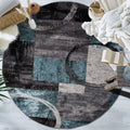 Rugshop Contemporary Abstract Circle Design Soft Round Rug 6' 6'' (6' 6'' Diameter) Gray