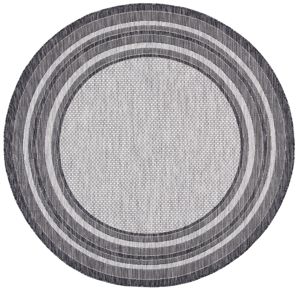 Safavieh Courtyard Collection 4' Round Light Grey/Black Cy8475 Indoor/Outdoor Non-Shedding Easy Cleaning Patio Backyard Porch Deck Mudroom Area Rug