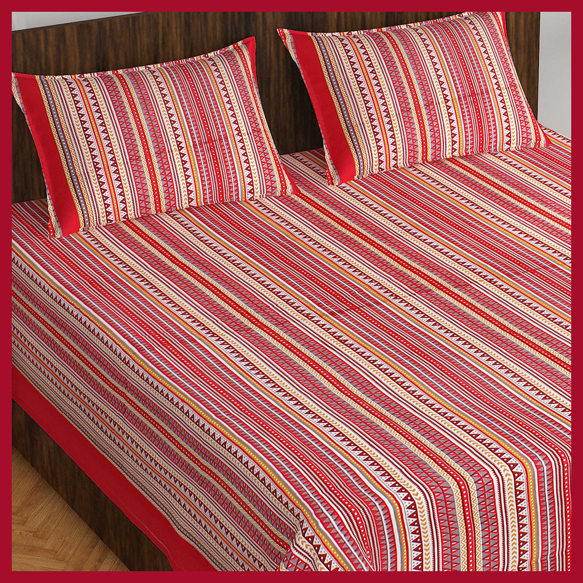 Meejoya Cotton Rajasthani Jaipuri Traditional King Size Double Bed Bedsheet with 2 Pillow Covers  Jaipuri_184
