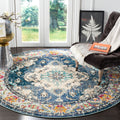 SAFAVIEH Monaco Collection 11 Round Navy/Light Blue MNC243N Boho Chic Medallion Distressed Non-Shedding Dining Room Entryway Fo