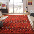 Safavieh Amsterdam Collection Area Rug - 6'7'' Round, Light Grey & Brown, Moroccan Boho Design, Non-Shedding & Easy Care, Ideal