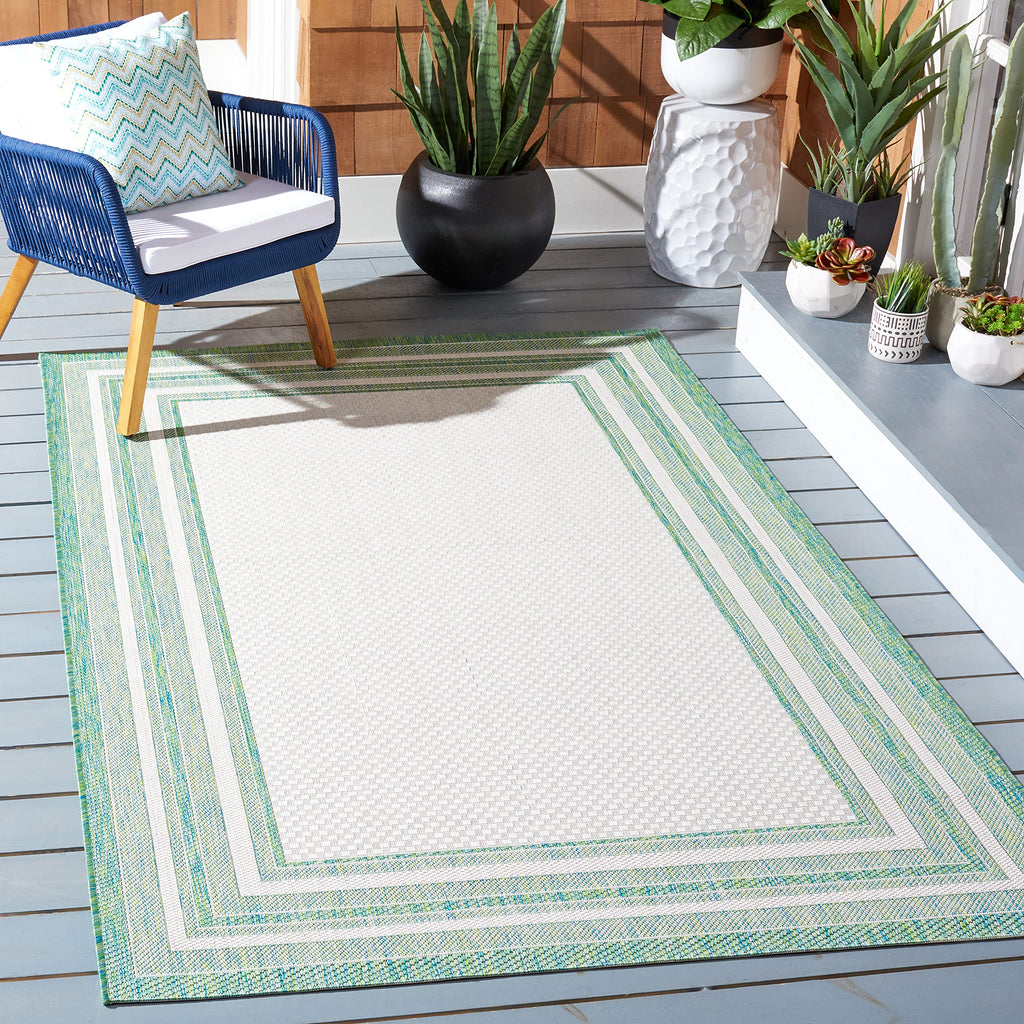 Safavieh Courtyard Collection Area Rug - 9' X 12', Ivory & Green, Non-Shedding & Easy Care, Indoor/Outdoor & Washable-Ideal For