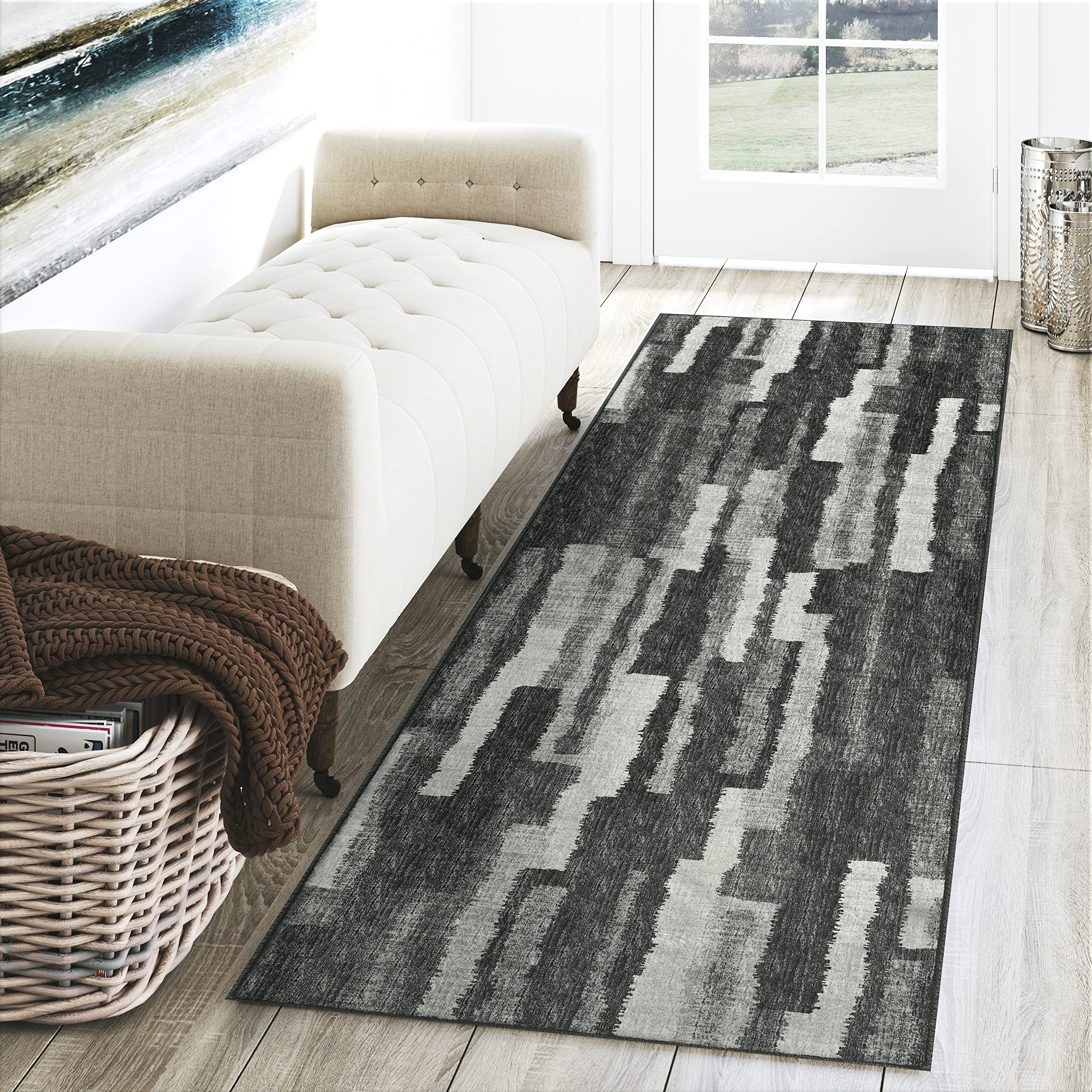 Dalyn Rugs Brisbane Br7 Bold Retro Stiped Midnight 2'3" X 7'6"