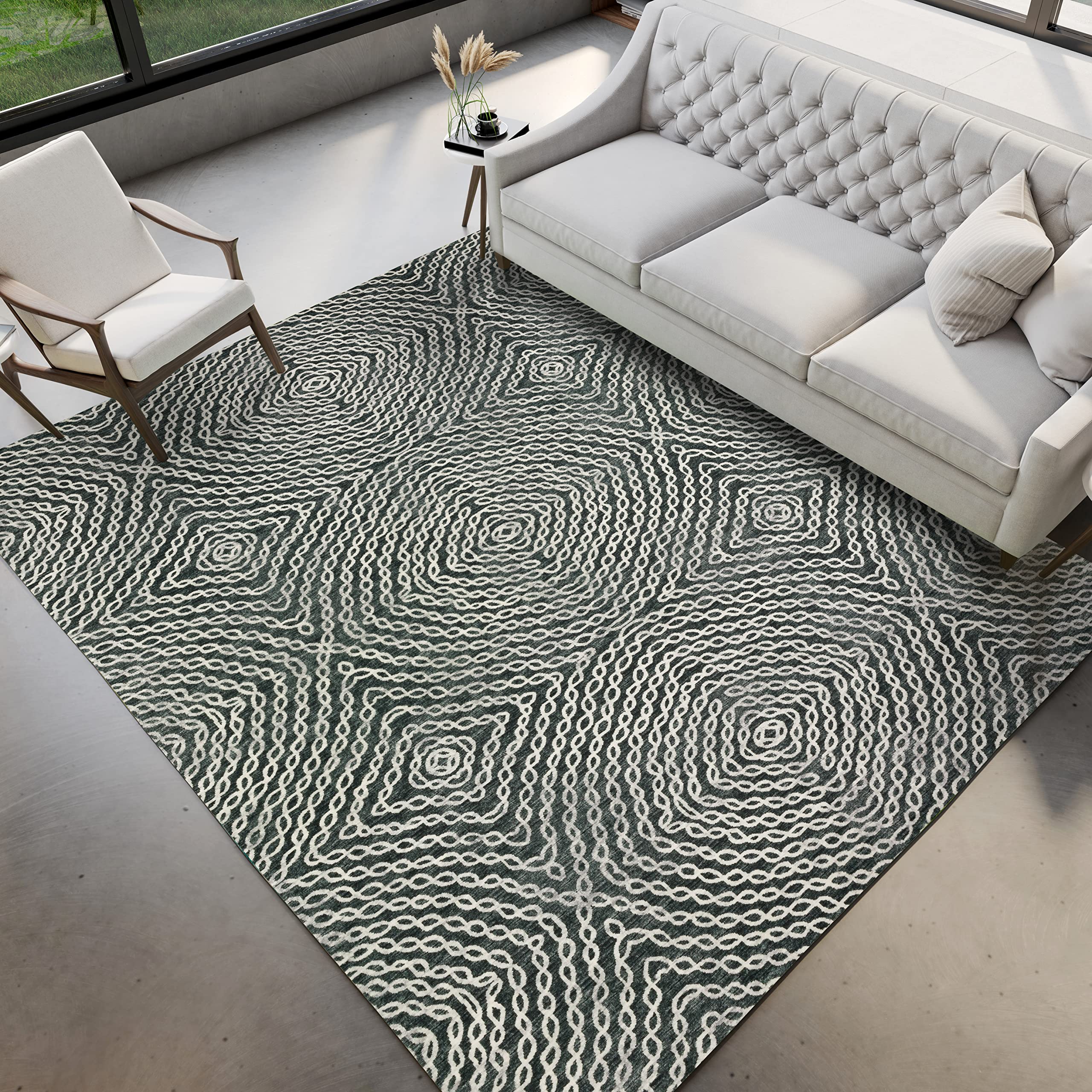 Dalyn Rugs Brisbane Br3 Geometric Chain Links Midnight 3' X 5'