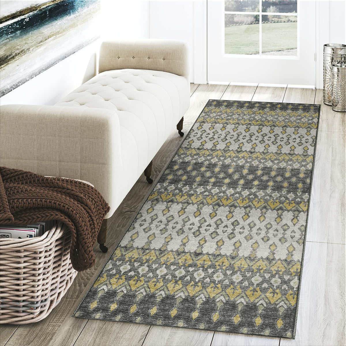 Dalyn Rugs Brisbane Br1 Tribal Trellis Pewter 2'3" X 7'6"