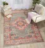 Nourison Passion Grey 5'3' X 7'3' Area Rug, Boho, Traditional, Easy Cleaning, Non Shedding, Bed Room, Living Room, Hallway, (5' X 7')