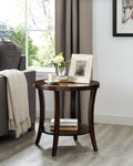 Roundhill Furniture Perth Contemporary Round End Table With Shelf, Espresso