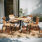 Flash Furniture Lila 4 Pack Beige Rattan Indoor-Outdoor Restaurant Stack Chair | Versatile And Stylish Seating