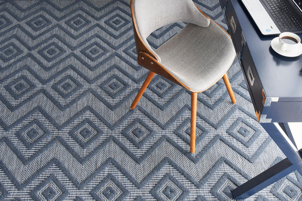 Nourison Versatile Indoor/Outdoor Navy Blue 7' X 10' Area Rug, Easy Cleaning, Non Shedding, Bed Room, Living Room, Dining Room, Deck, Backyard, Patio, High Traffic Area (7X10)