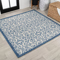 Jonathan Y Smb107F-5Sq Madrid Vintage Filigree Textured Weave Indoor Outdoor Area Rug, Classic, Traditional, Transitional Easy C