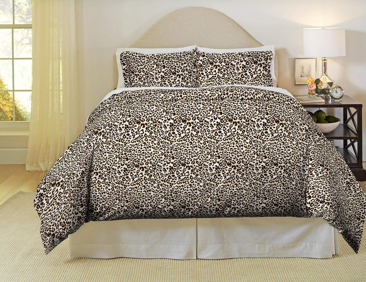 Pointehaven 180 Gsm Cotton Flannel Duvet Set - Full/Queen, Safari, Black
