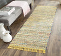 SAFAVIEH Rag Rug Collection Runner Rug - 23 x 7, Yellow & Multi, Handmade Boho Stripe Cotton, Ideal for High Traffic Areas in 