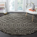 SAFAVIEH Arizona Shag Collection Area Rug - 10 Round, Charcoal/Beige, Geometric Design, Plush 1.6 Inch Thick Ideal for High Tra