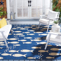 SAFAVIEH Courtyard Collection Area Rug - 67 x 96, Navy & Beige, Non-Shedding & Easy Care, Indoor/Outdoor & Washable-Ideal for 
