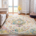 SAFAVIEH Crystal Collection Area Rug - 10 x 14, Light Blue & Grey, Medallion Distressed Design, Non-Shedding & Easy Care, Idea