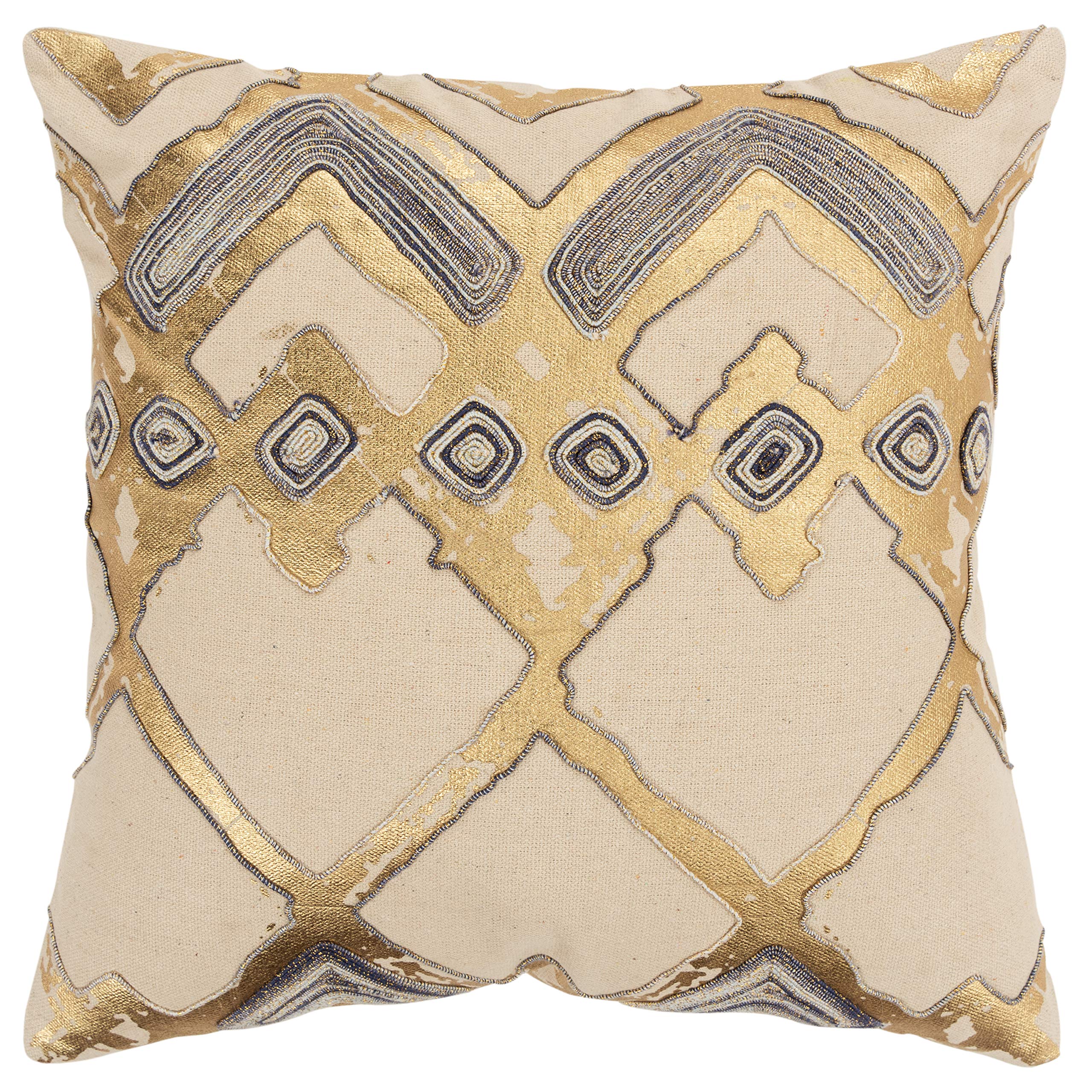 Rizzy Home Geometric 20" x 20" Down Filled Pillow with Cotton Cover-Natural