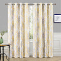 Driftaway Yellow White Tree Branch Blackout Curtains For Bedroom 84' Long Yellow Branch Lined Window Treatment Thermal Grommet