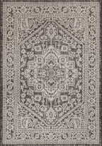 Jonathan Y Smb101D-5 Sinjuri Medallion Textured Weave Indoor/Outdoor Gray/Black 5 Ft. X 8 Ft. Area-Rug, Coastal,Easy-Cleaning,Forhightraffic,Kitchen,Livingroom,Backyard, Non Shedding