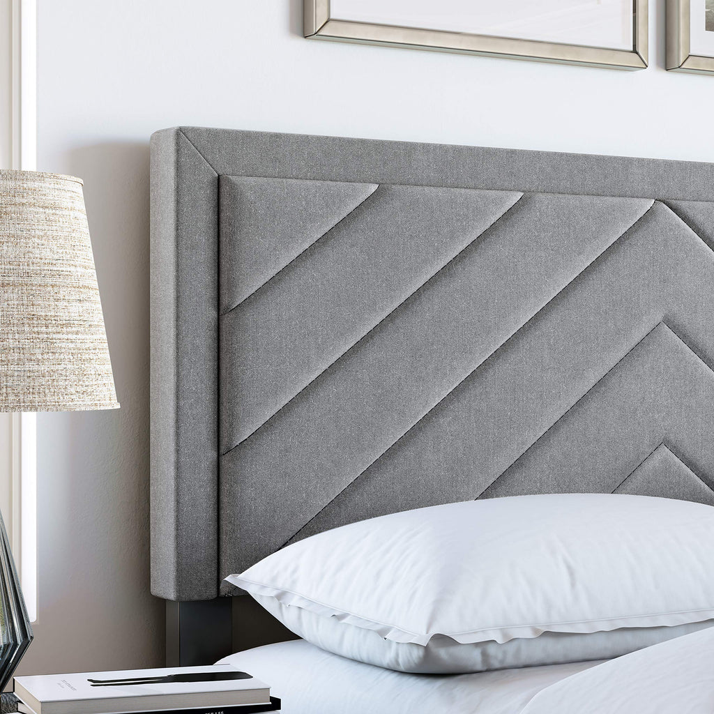 Boyd Sleep Barcelona Upholstered Platform Bed with Headboard and Durable Mattress Foundation with Strong 14 Wood Slat Supports, No BoxSpring Required: Full, Gray