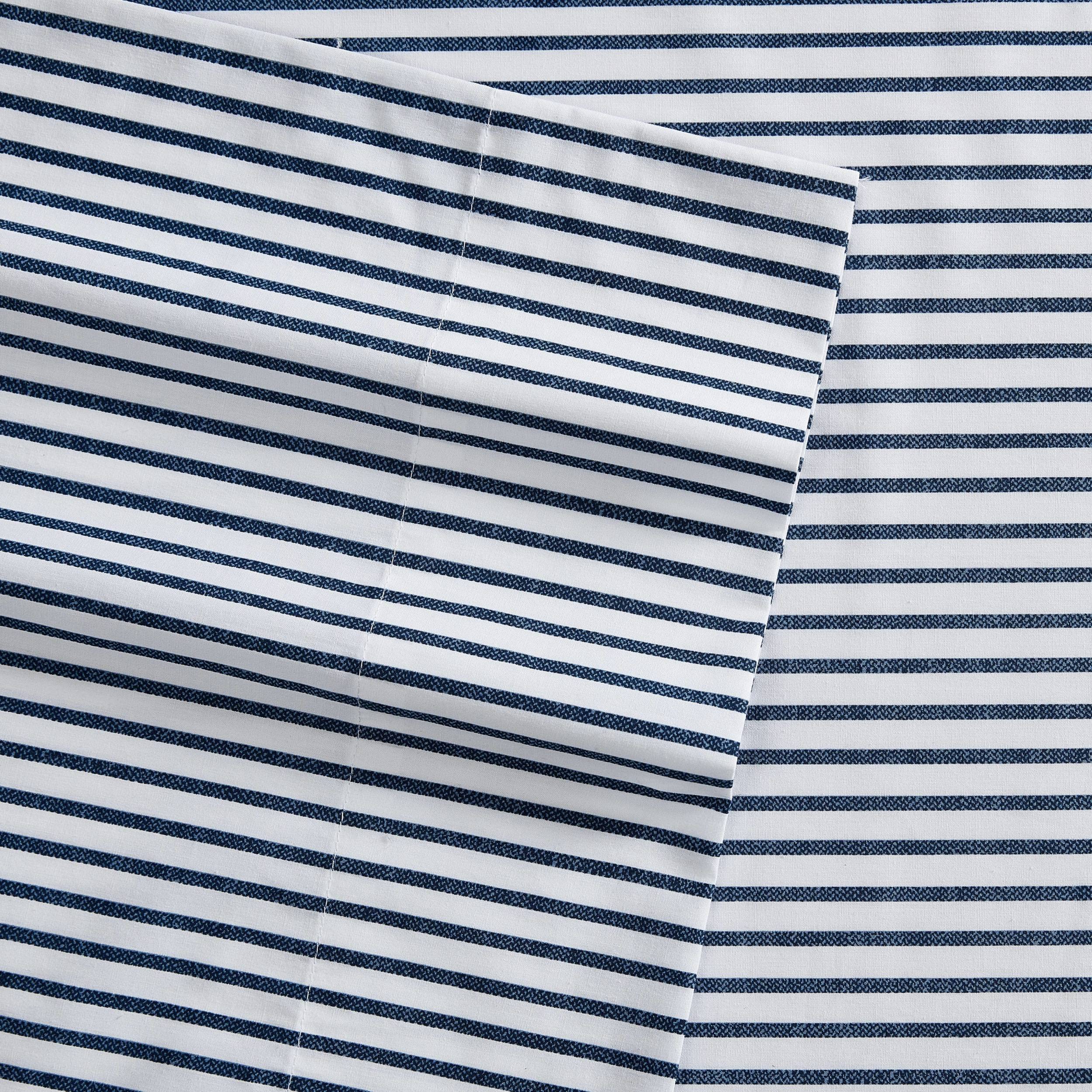 Nautica- Queen Sheet Set, Cotton Percale Bedding Set, Crisp & Cool, Lightweight & Breathable (Harmead Navy, Queen)