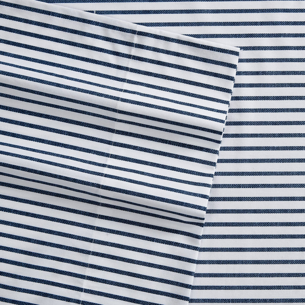Nautica- King Sheet Set, Cotton Percale Bedding Set, Crisp & Cool, Lightweight & Breathable (Harmead Navy, King)