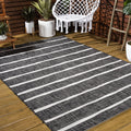 JONATHAN Y SMB125E-9 Colonia Berber Stripe Black/Ivory 9 ft. x 12 ft. Indoor/Outdoor Area Rug, Pet Friendly, Non-Shedding, Stain