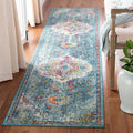 Safavieh Crystal Collection Runner Rug - 22 x 21, Teal & Orange, Medallion Distressed Design, Non-Shedding & Easy Care, Ideal 