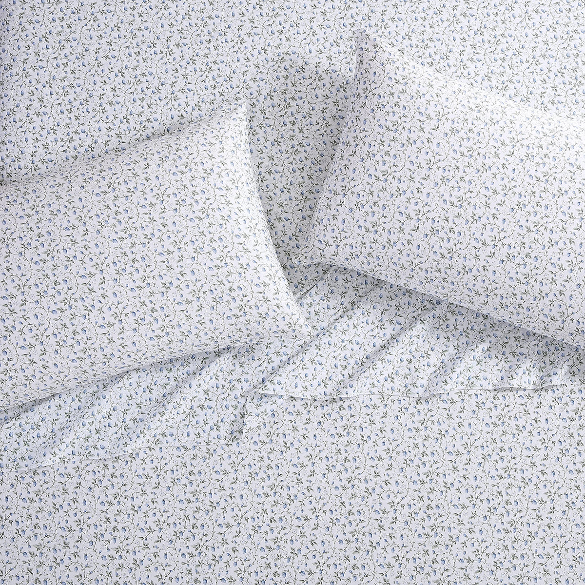 Laura Ashley Home Queen Sheet Set, Soft Sateen Cotton Bedding Set - Sleek, Smooth, & Breathable, Bramble Vine Green