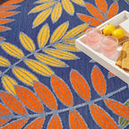 Nourison Aloha Indoor/Outdoor Navy Multicolor 5'3' X 7'5' Area Rug, Easy Cleaning, Non Shedding, Bed Room, Living Room, Dining Room, Backyard, Deck, Patio (5X7)