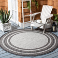 Safavieh Courtyard Collection 4' Round Light Grey/Black Cy8475 Indoor/Outdoor Non-Shedding Easy Cleaning Patio Backyard Porch Deck Mudroom Area Rug