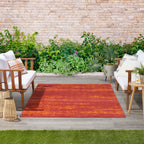 Nourison Essentials Indoor/Outdoor Solid Abstract Red 6' X 9' Area Rug, Easy Cleaning, Non Shedding, Bed Room, Living Room, Dining Room, Backyard, Deck, Patio (6X9)