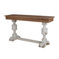 Wood Buffet Table With Distressed Base, Brown & White
