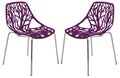 LeisureMod Modern Asbury Dining Chair w/ Chromed Legs, Set of 2