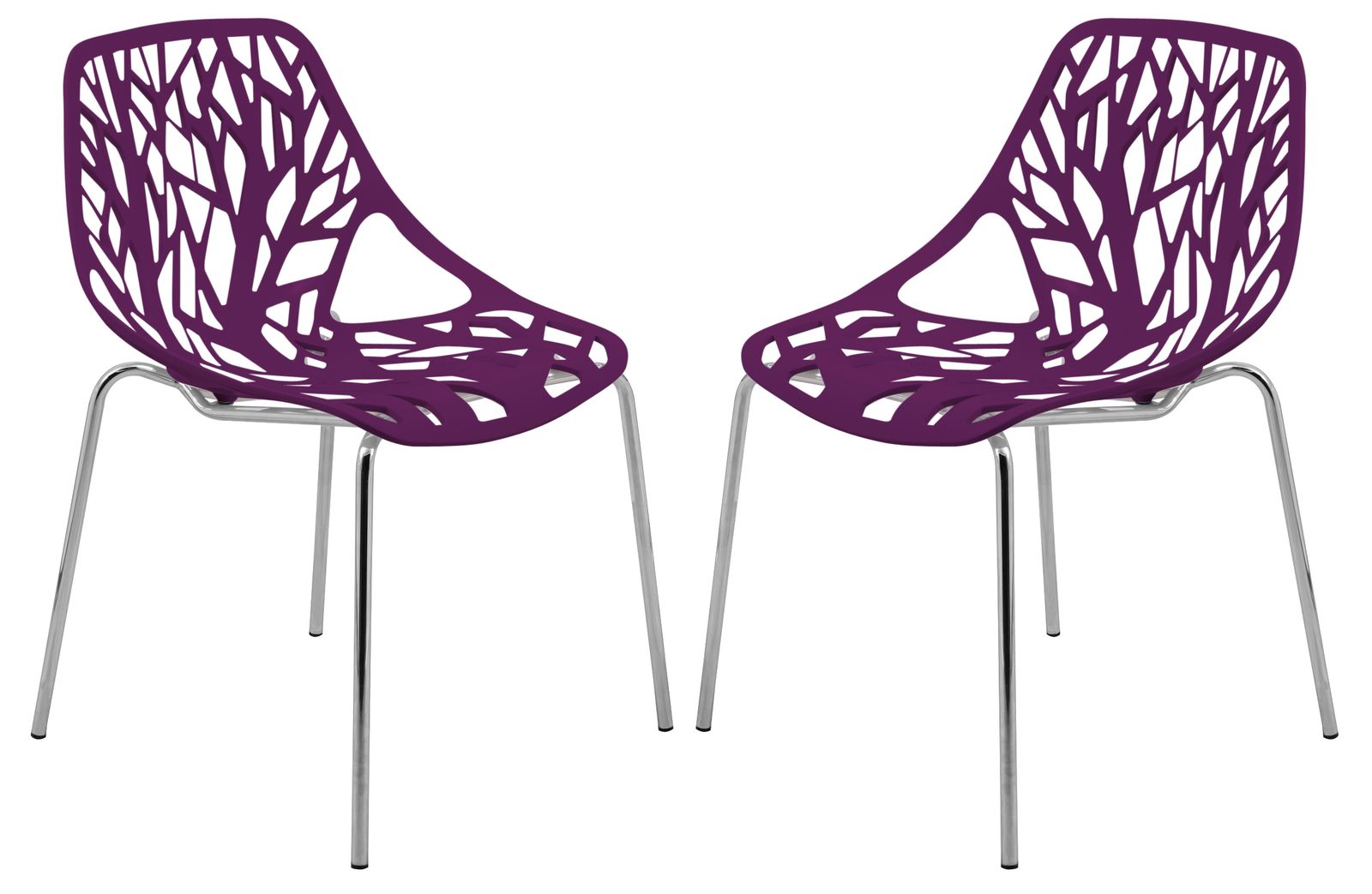LeisureMod Modern Asbury Dining Chair w/ Chromed Legs, Set of 2
