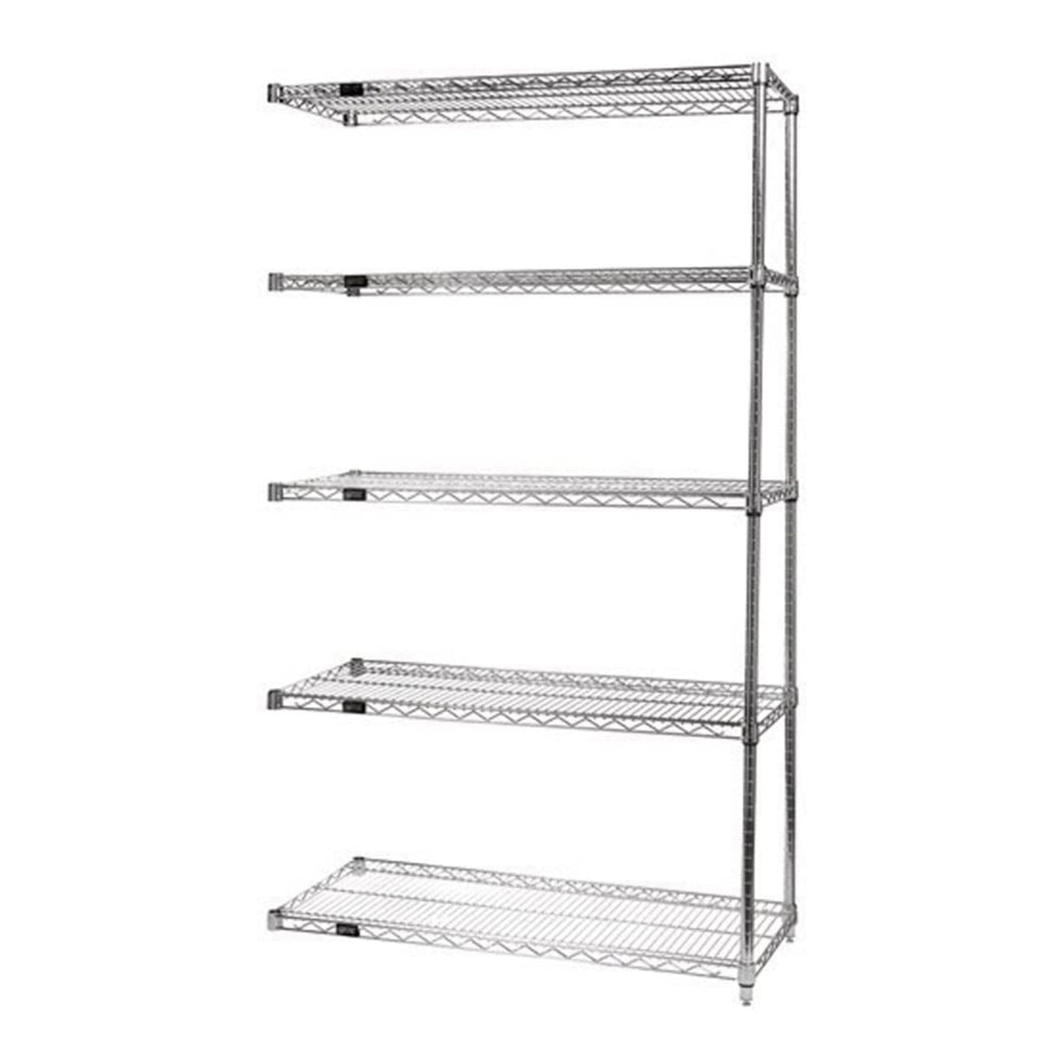 Quantum Ad541272S5 Wire Shelving Addon Kit, 72W X 12D X 54H, 600 Lbs Capacity, Stainless, Stainless, Nsf