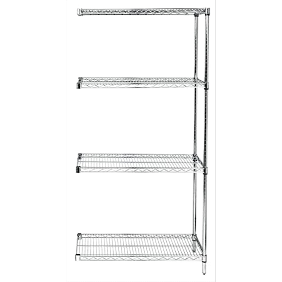 Quantum Storage Systems Ad742136C Addon Kit For 74 Inch  High 4Tier Wire Shelving Unit, Chrome Finish, 21 Inch  Width X 36 Inch  Length X 74