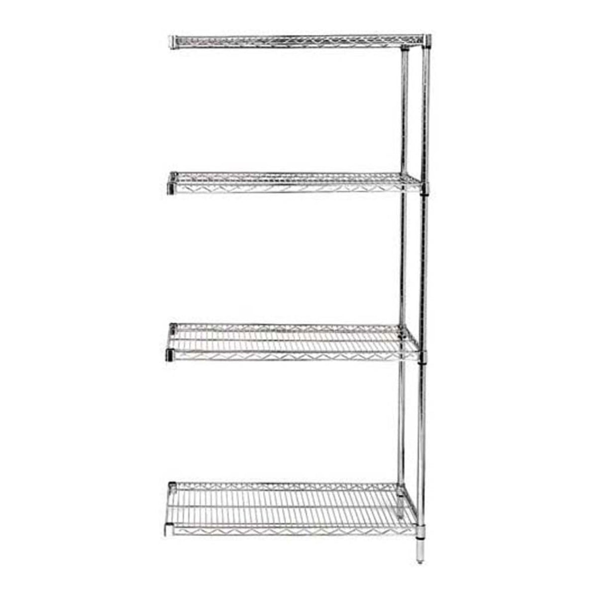 Quantum Storage Systems Ad742454C Addon Kit For 74 Inch  High 4Tier Wire Shelving Unit, Chrome Finish, 24 Inch  Width X 54 Inch  Length X 74