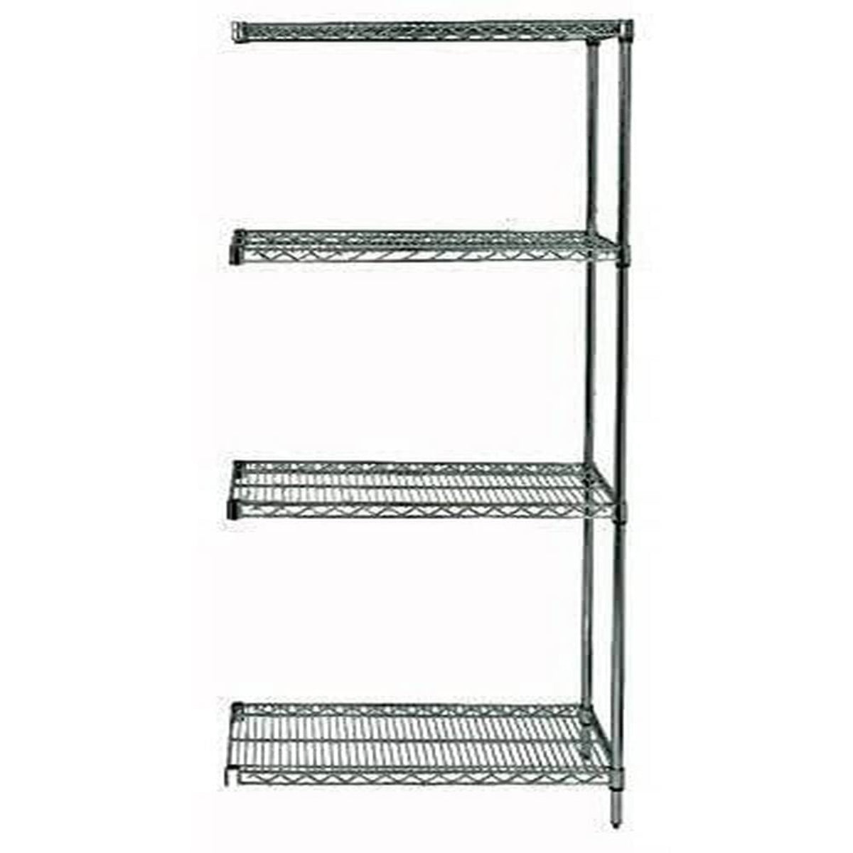 Quantum Ad743648P Wire Shelving Addon Kit, 48W X 36D X 74H, 600 Lbs Capacity, Carbon Steel, Epoxy Coated, Green, Nsf