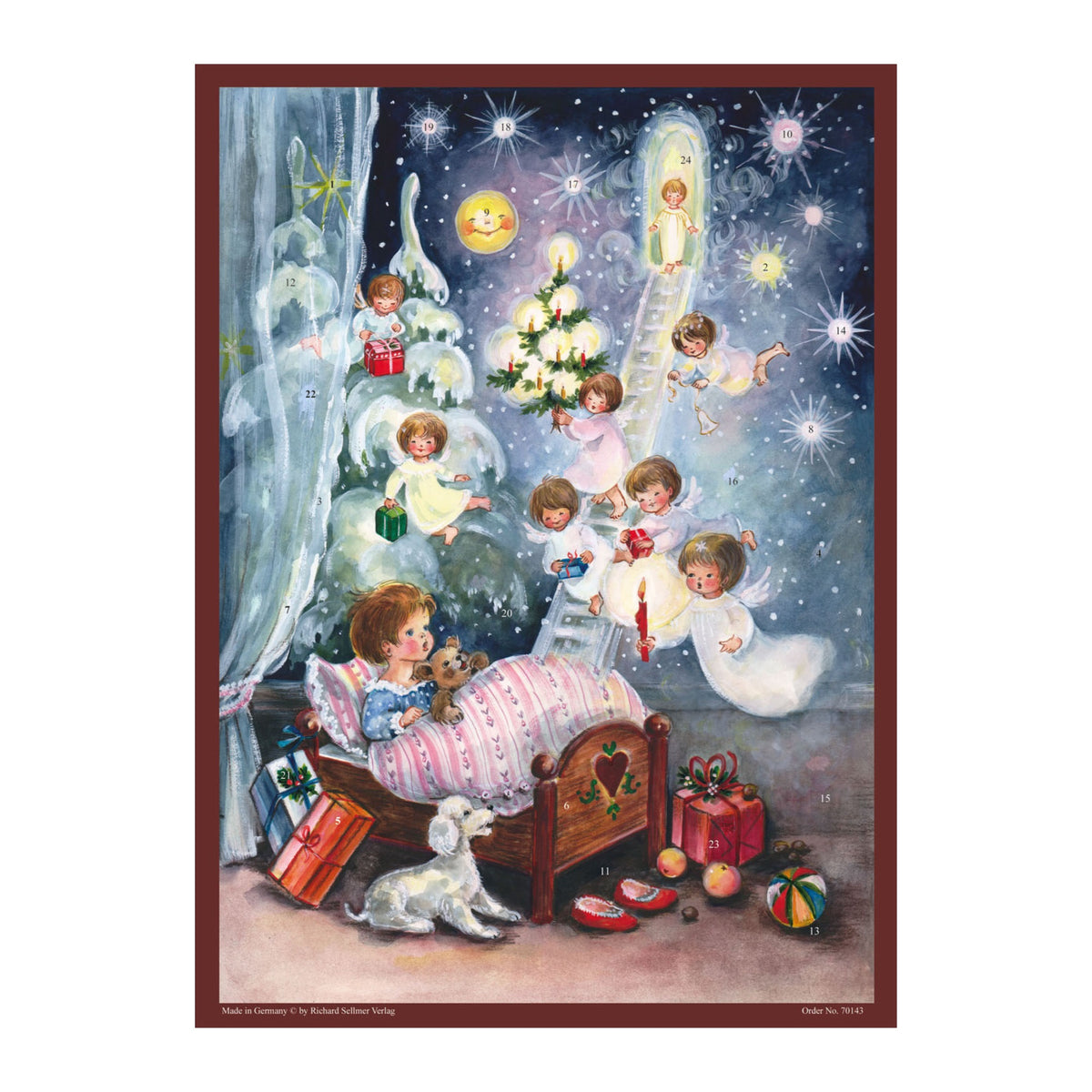 Adv70143  Sellmer Advent Calendar  Angels Visiting Childs Room  14.5 Inch H X 10.5 Inch W X .1 Inch D