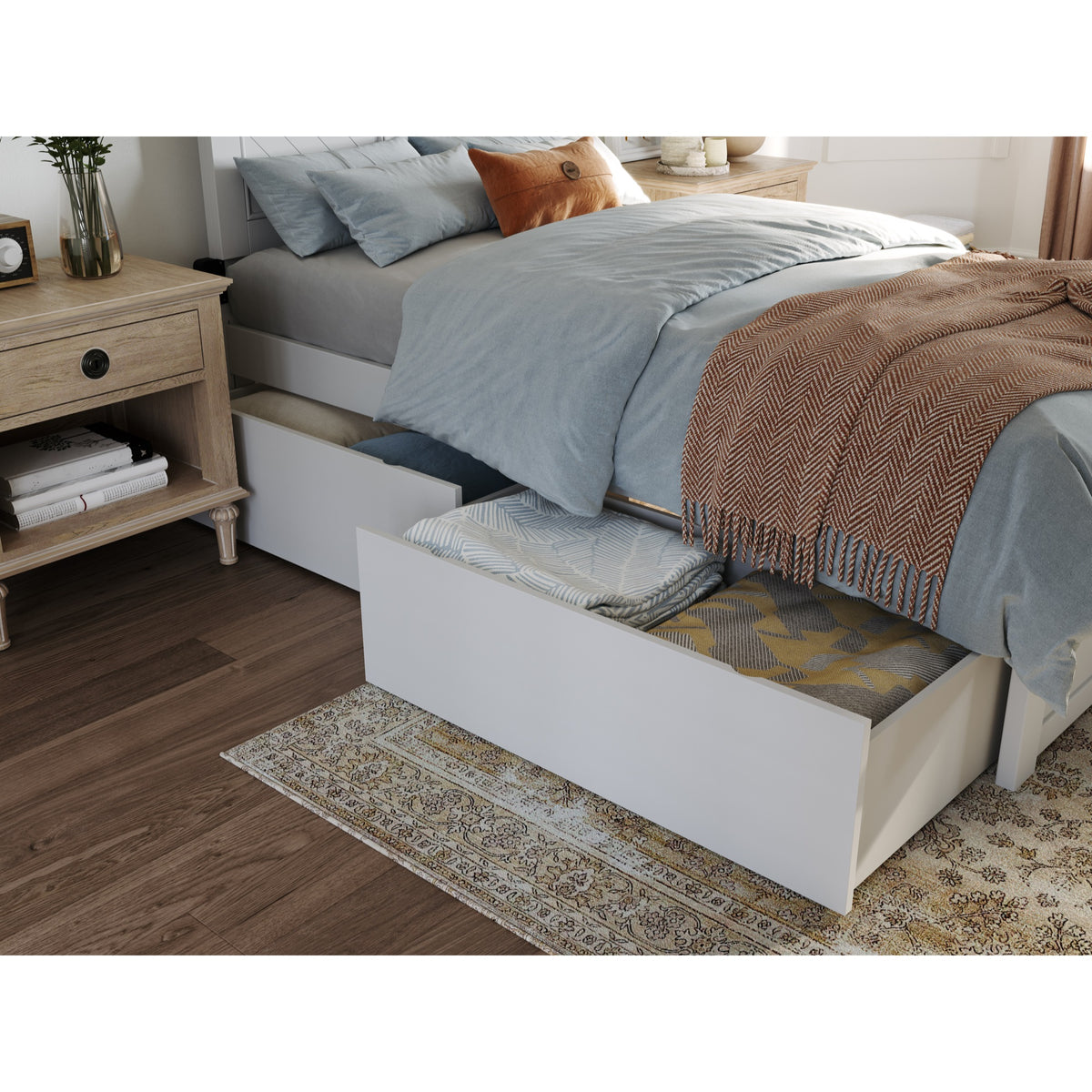Set Of 2 Twin/Full Underbed Storage Drawers In White