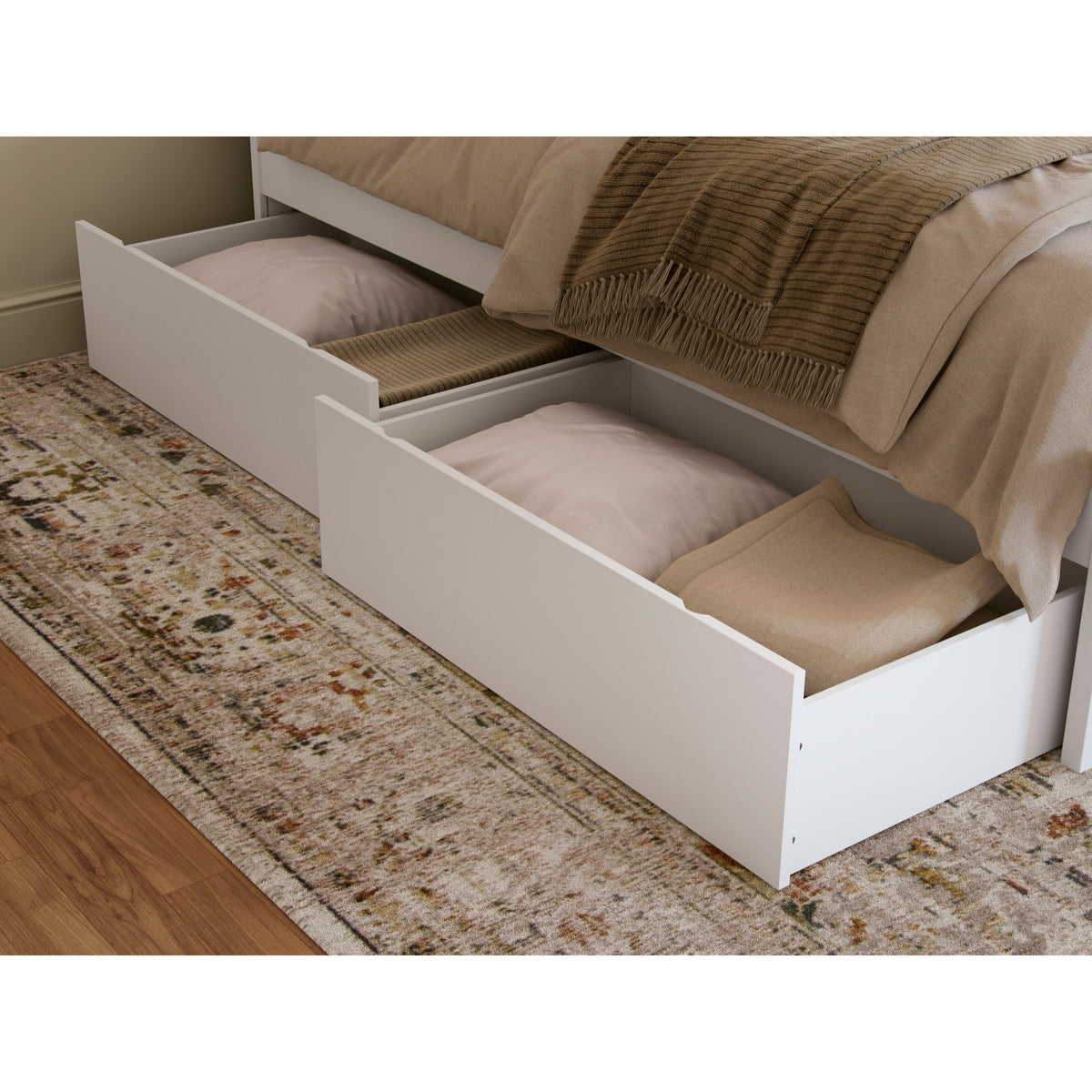 Set Of 2 Queen/King/ Twin Xl Underbed Drawers In White