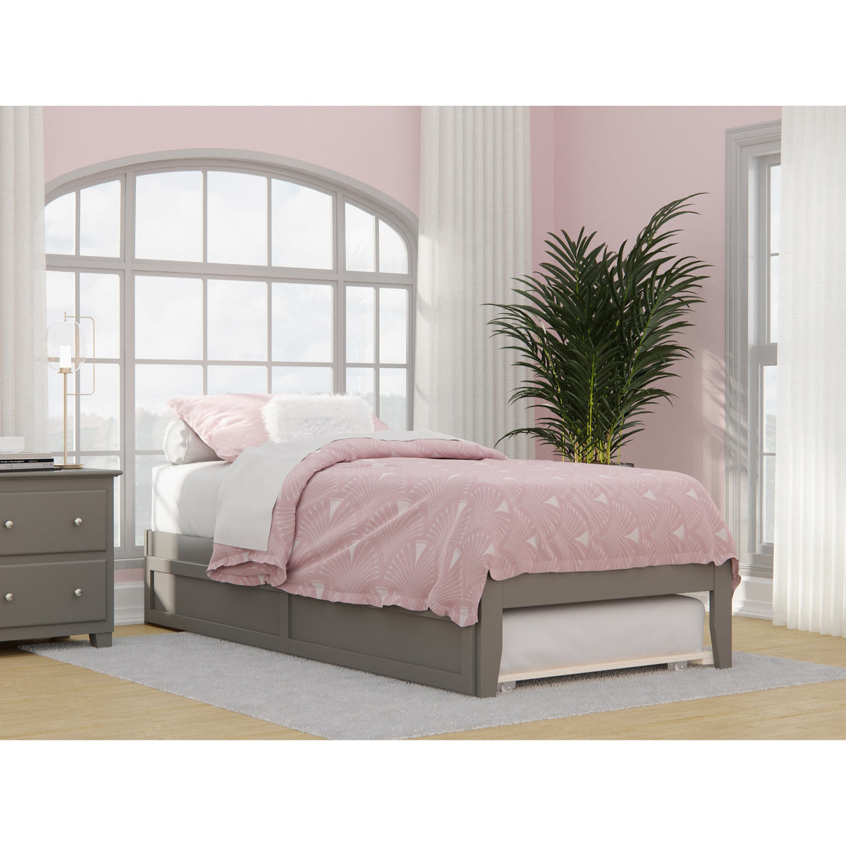 Afi Colorado Twin Xl Size Platform Bed With Twin Xl Trundle  And Charging Station In Grey