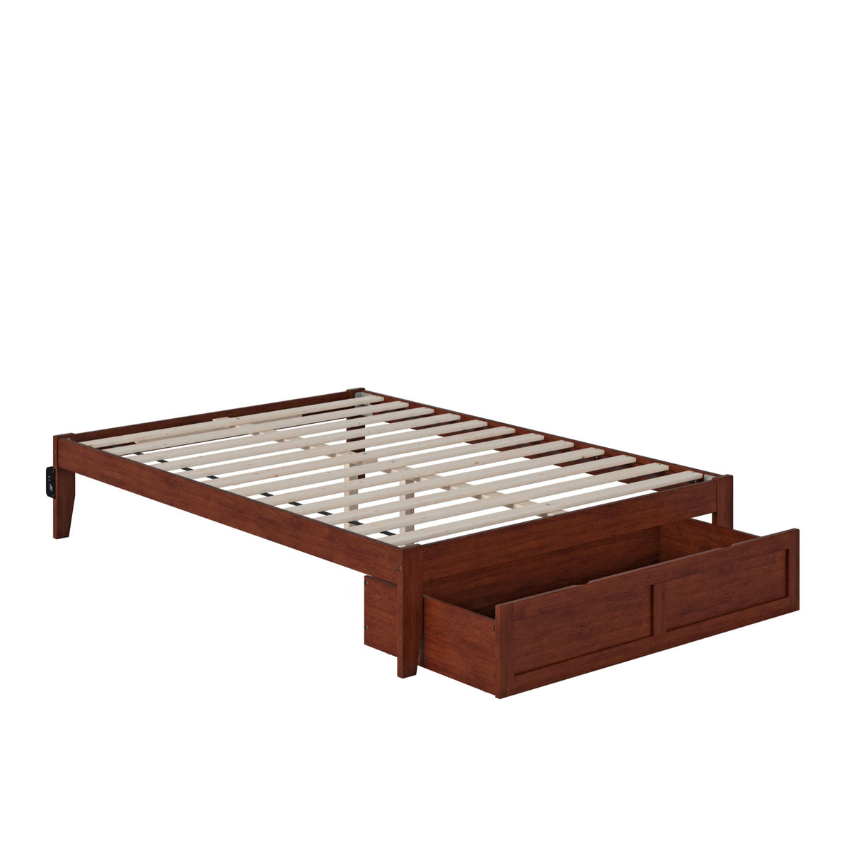 Colorado Full Bed With Foot Drawer And Usb Turbo Charger In Walnut