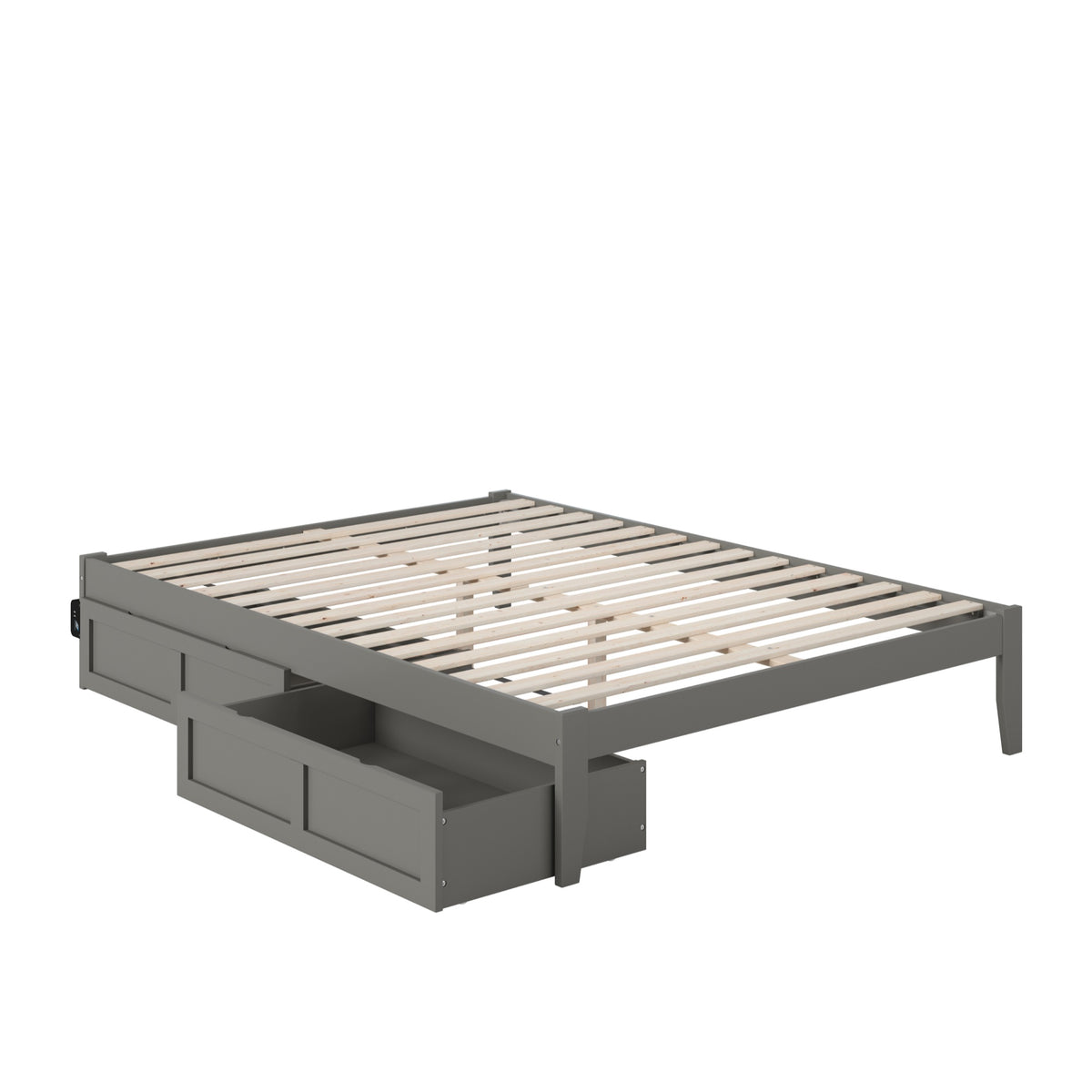 Colorado Queen Bed With Usb Turbo Charger And 2 Extra Long Drawers In Grey