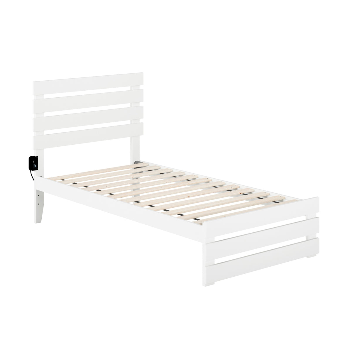 Oxford Twin Bed With Footboard And Usb Turbo Charger In White